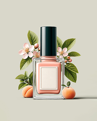 JPG 편집이미지 잎 사람없음 라벨 회색 화려 꽃봉오리 매니큐어 복숭아 네일용품 복사꽃 목업 카피스페이스 편집실사 AI포토 AI콘텐츠 식물 꽃 컬러 컨셉 과일 프레임 화장품 공백 미용용품 CG 파일형식