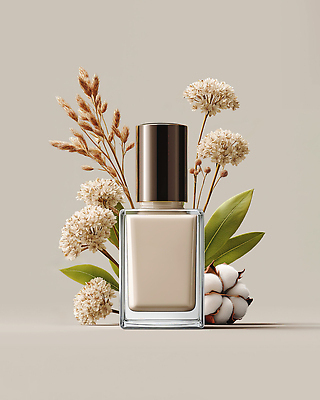 JPG 편집이미지 잎 사람없음 화려 매니큐어 네일용품 목화꽃 베이지색 목업 편집실사 AI포토 AI콘텐츠 식물 꽃 컬러 컨셉 화장품 미용용품 CG 파일형식