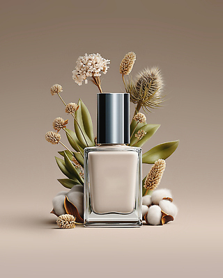 JPG 편집이미지 잎 사람없음 화려 매니큐어 네일용품 목화꽃 베이지색 목업 편집실사 AI포토 AI콘텐츠 식물 꽃 컬러 컨셉 화장품 미용용품 CG 파일형식