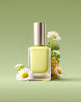 JPG 편집이미지 잎 사람없음 연두색 화려 매니큐어 데이지 벌집 네일용품 목업 편집실사 AI포토 AI콘텐츠 식물 꽃 컨셉 초록색 화장품 미용용품 CG 파일형식