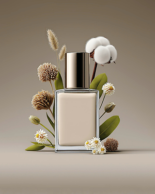 JPG 편집이미지 잎 사람없음 화려 매니큐어 네일용품 목화꽃 베이지색 목업 편집실사 AI포토 AI콘텐츠 식물 꽃 컬러 컨셉 화장품 미용용품 CG 파일형식