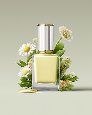 JPG 편집이미지 꽃 잎 사람없음 화려 매니큐어 데이지 벌집 네일용품 목업 연노랑색 편집실사 AI포토 AI콘텐츠 식물 컨셉 노란색 화장품 미용용품 CG 파일형식