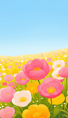 JPG 잎 꽃밭 꽃백그라운드 일러스트 자연 하늘 사람없음 작약 국내일러스트 AI일러스트 AI콘텐츠 식물 꽃 백그라운드 생태계 파일형식