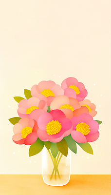 JPG 잎 꽃백그라운드 일러스트 사람없음 꽃병 작약 국내일러스트 AI일러스트 AI콘텐츠 식물 꽃 백그라운드 파일형식