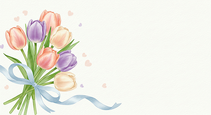 JPG 리본 분홍색 꽃다발 일러스트 봄꽃 사람없음 튤립 하트 손그림 국내일러스트 AI일러스트 AI콘텐츠 모양 꽃 컬러 봄 파일형식