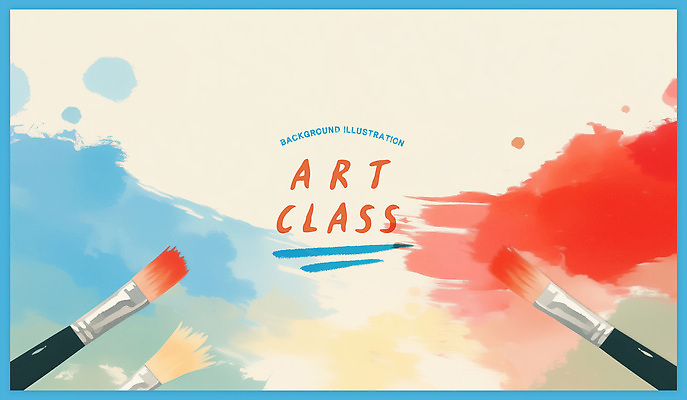 PSD 일러스트 붓터치 수채화 사람없음 파란색 붓 혼합 미술교육 다홍색 국내일러스트 교육 컬러 미술 파일형식