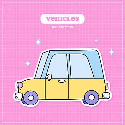 교통수단 분홍색 일러스트 자동차 사람없음 반짝임 오브젝트 격자 엘리먼트 아기자기 국내일러스트 AI파일 육상교통 컬러 교통 컨셉 무늬 모션 파일형식 벡터