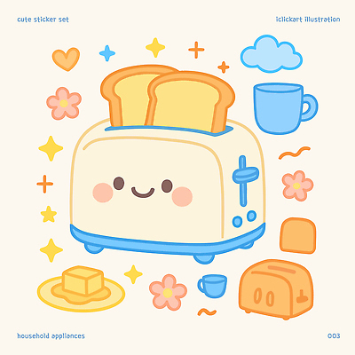 구름 접시 꽃 하늘색 일러스트 미소 사람없음 반짝임 귀여움 머그컵 하트 식빵 버터 토스트기 국내일러스트 AI파일 자연요소 모양 식물 식기 빵 컨셉 모션 표정 컵 파란색 가전제품 파일형식 벡터
