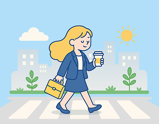 전신 구름 여자 커피 서류가방 일러스트 한명 미소 들기 잔디 성인 건물 일상 태양 걷기 눈감음 도시 비즈니스우먼 풀 횡단보도 건너기 테이크아웃컵 성인여자한명만 국내일러스트 AI파일 자연요소 식물 1 건축물 음료 가방 비즈니스 모션 표정 사람 라이프 컵 직장인 보행로 여자한명만 성인여자만 파일형식 벡터