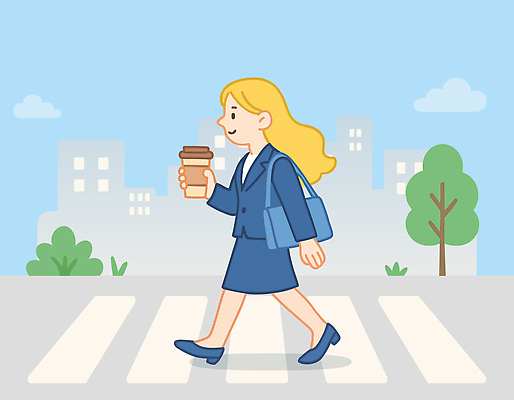 전신 나무 구름 여자 커피 가방 일러스트 하늘 한명 미소 들기 정장 성인 건물 일상 옆모습 걷기 도시 비즈니스우먼 풀 횡단보도 건너기 테이크아웃컵 성인여자한명만 국내일러스트 AI파일 자연요소 식물 1 건축물 잡화 옷 음료 뷰포인트 비즈니스 모션 표정 사람 라이프 컵 직장인 보행로 여자한명만 성인여자만 파일형식 벡터