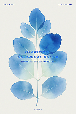 PSD 일러스트 나뭇잎 수채화 사람없음 파란색 번짐 보테니컬아트 국내일러스트 컬러 잎 파일형식 효과