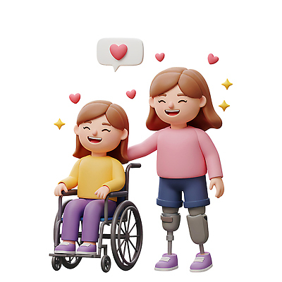 전신 PSD 편집이미지 여자 행복 어린이 말풍선 3D캐릭터 대화 미소 앉기 소녀 두명 반짝임 3D 하트 장애인 휠체어 의족 소녀만 편집3D 모양 캐릭터 감정 모션 표정 말하기 사람 디지털합성 장애 여자만 어린이만 파일형식