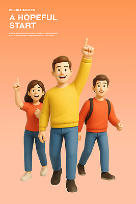 전신 PSD 편집이미지 여자 남자 대학생 미소 성인 세명 3D 손들기 걷기 희망 가리킴 시작 백팩 성인만 편집3D 학생 감정 가방 모션 표정 사람 손짓 디지털합성 파일형식
