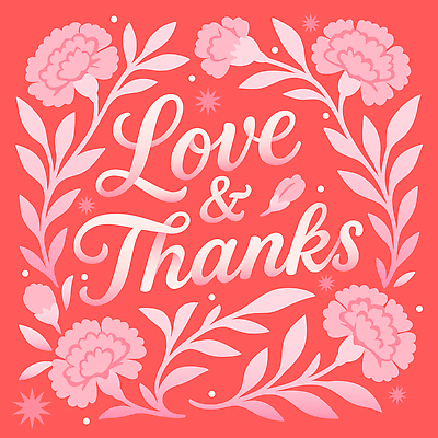 디자인 분홍색 잎 일러스트 사랑 사람없음 카네이션 그림 감사 가정의달 레터링 국내일러스트 AI파일 식물 꽃 감정 컬러 5월 파일형식 벡터