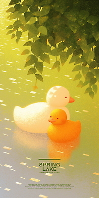 PSD 호수 잎 일러스트 자연 오리 사람없음 반사 국내일러스트 식물 조류 생태계 파일형식