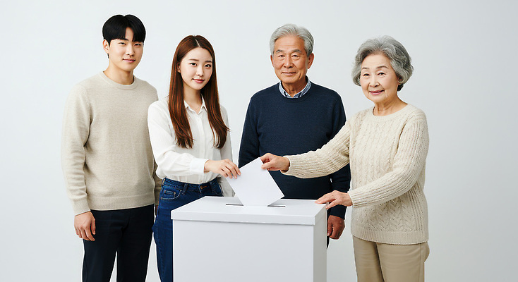 JPG 편집이미지 여자 할아버지 노년 남자 할머니 여러명 성인 잡기 선택 결과 투표 선거 투표함 넣기 의료성형뷰티 대통령선거 편집실사 AI인물포토 AI콘텐츠 다수 컨셉 모션 사람 민주주의 CG 파일형식 AI포토