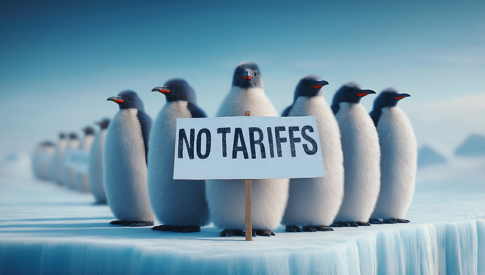 JPG 전신 편집이미지 하늘색 사람없음 얼음 팻말 표현 사회 메시지 남극 사회이슈 무역 펭귄 퍼포먼스 시위 교역 주장 관세 무역전쟁 편집실사 AI컴퓨터그래픽 AI콘텐츠 자연요소 산업 컨셉 조류 프레임 파란색 극지방 CG 공동체 세금 파일형식