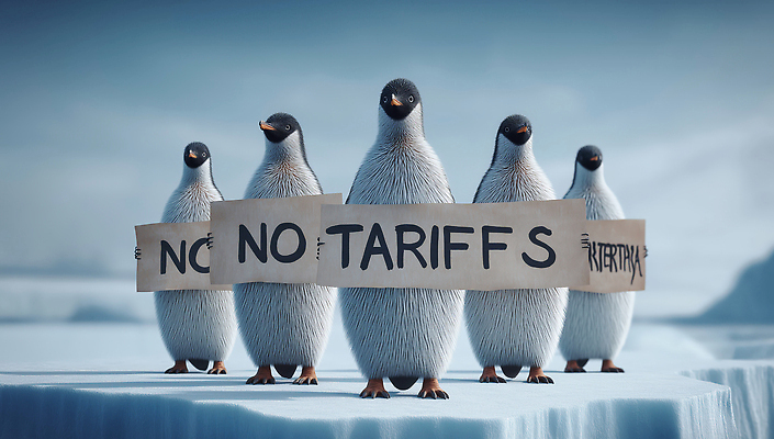 JPG 전신 편집이미지 하늘색 사람없음 얼음 팻말 표현 사회 남극 사회이슈 무역 펭귄 퍼포먼스 시위 교역 연대 관세 무역전쟁 편집실사 AI컴퓨터그래픽 AI콘텐츠 자연요소 산업 컨셉 조류 프레임 파란색 극지방 CG 공동체 세금 파일형식