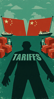 JPG 전신 남자 실루엣 일러스트 한명 사람 성인 초록색 경제 상자 미국 중국 깃발 컨테이너 사회이슈 무역 갈등 물류 교역 수입 정치 성인남자한명만 관세 무역전쟁 국내일러스트 IC큐레이션 AI일러스트 AI콘텐츠 1 산업 아시아 컬러 컨셉 북아메리카 촬영기법 세금 남자한명만 성인남자만 파일형식