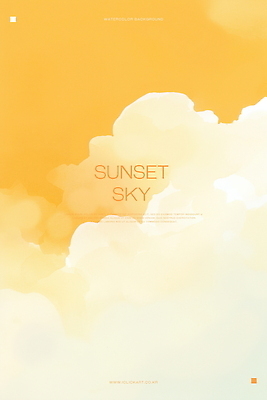 PSD 구름 일러스트 하늘 수채화 사람없음 평화 주황색 일몰 국내일러스트 자연요소 컬러 컨셉 노을 파일형식