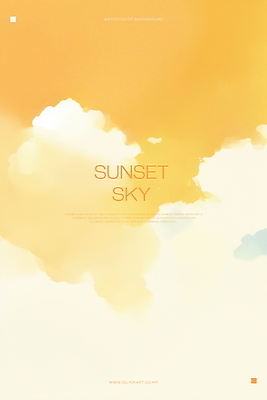 PSD 구름 일러스트 하늘 수채화 사람없음 평화 주황색 일몰 국내일러스트 자연요소 컬러 컨셉 노을 파일형식