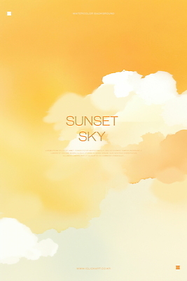 PSD 구름 일러스트 하늘 수채화 사람없음 평화 주황색 일몰 국내일러스트 자연요소 컬러 컨셉 노을 파일형식