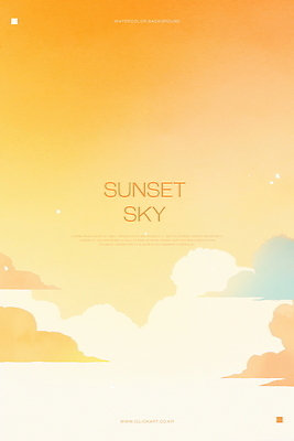 PSD 구름 일러스트 하늘 수채화 사람없음 평화 주황색 일몰 국내일러스트 자연요소 컬러 컨셉 노을 파일형식