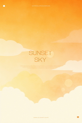 PSD 구름 일러스트 하늘 수채화 사람없음 평화 주황색 일몰 국내일러스트 자연요소 컬러 컨셉 노을 파일형식