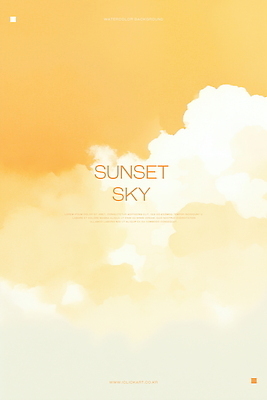 PSD 구름 일러스트 하늘 수채화 사람없음 평화 주황색 일몰 국내일러스트 자연요소 컬러 컨셉 노을 파일형식