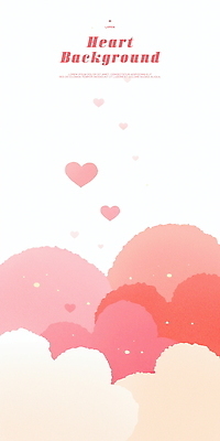 PSD 구름 분홍색 일러스트 수채화 사람없음 하트 하트백그라운드 겹침 국내일러스트 자연요소 모양 컬러 백그라운드 파일형식