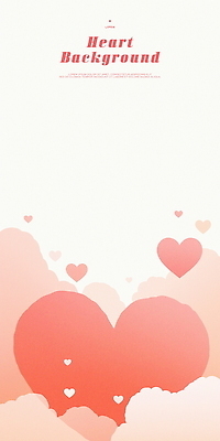 PSD 구름 분홍색 일러스트 수채화 사람없음 하트 하트백그라운드 겹침 국내일러스트 자연요소 모양 컬러 백그라운드 파일형식