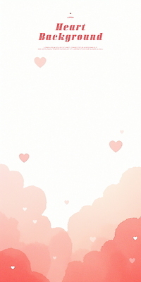 PSD 구름 분홍색 일러스트 수채화 사람없음 하트 하트백그라운드 겹침 국내일러스트 자연요소 모양 컬러 백그라운드 파일형식