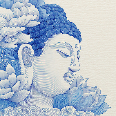 JPG 편집이미지 얼굴 불교 연꽃 사람없음 파란색 평화 눈감음 부처님상 편집실사 꽃 종교 컬러 컨셉 모션 신체부위 불상 CG 부처 파일형식