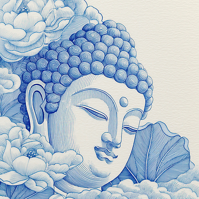 JPG 편집이미지 얼굴 불교 연꽃 사람없음 파란색 평화 눈감음 연잎 부처님상 편집실사 꽃 종교 컬러 컨셉 잎 모션 신체부위 불상 CG 부처 파일형식