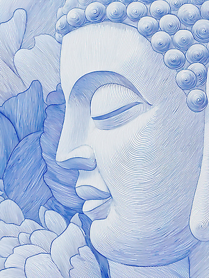 JPG 편집이미지 얼굴 불교 연꽃 사람없음 파란색 평화 눈감음 연잎 부처님상 편집실사 꽃 종교 컬러 컨셉 잎 모션 신체부위 불상 CG 부처 파일형식