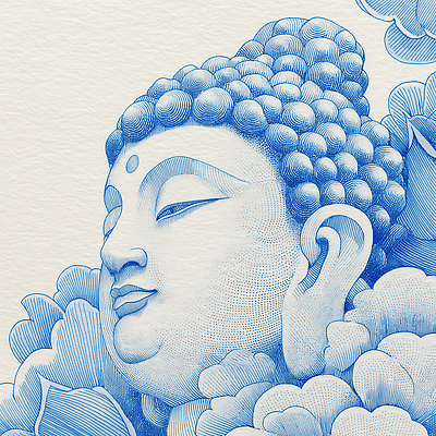 JPG 편집이미지 얼굴 불교 연꽃 사람없음 파란색 평화 눈감음 부처님상 편집실사 꽃 종교 컬러 컨셉 모션 신체부위 불상 CG 부처 파일형식