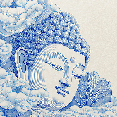 JPG 편집이미지 얼굴 불교 연꽃 사람없음 파란색 평화 눈감음 연잎 부처님상 편집실사 꽃 종교 컬러 컨셉 잎 모션 신체부위 불상 CG 부처 파일형식