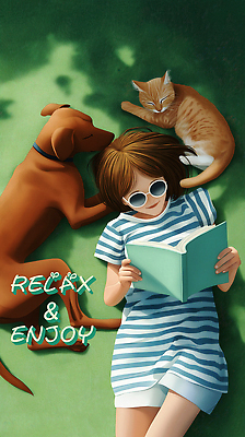 PSD 여자 일러스트 휴식 그림자 한명 미소 들기 잔디 성인 야외 책 초록색 선글라스 눕기 독서 햇빛 눈감음 고양이 강아지 편안함 성인여자한명만 국내일러스트 식물 1 안경 컬러 컨셉 포유류 모션 표정 사람 반려동물 태양 감각 개 여자한명만 성인여자만 파일형식