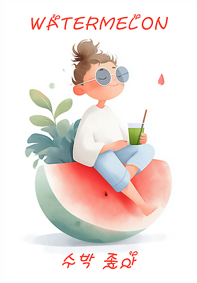 PSD 여자 음료 어린이 잎 일러스트 빨대 한명 미소 들기 앉기 소녀 빨간색 선글라스 눈감음 물방울 수박조각 음료수컵 소녀한명만 국내일러스트 식물 1 안경 컬러 조각 모션 수박 표정 사람 컵 여자한명만 소녀만 파일형식