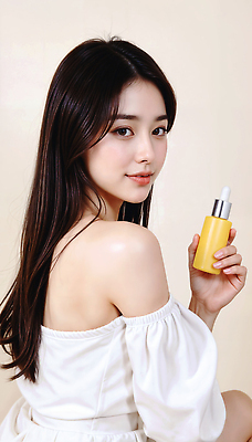 JPG 모델 편집이미지 여자 한명 미소 들기 상반신 성인 옆모습 뷰티 화장품 베이지색 앰플 의료성형뷰티 성인여자한명만 이미지편집 편집실사 IC뷰티큐레이션 오프숄더 AI인물포토 AI콘텐츠 1 뷰포인트 컬러 상의 모션 표정 사람 CG 여자한명만 성인여자만 파일형식 AI포토