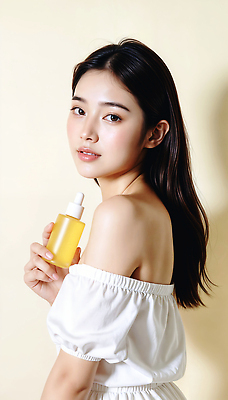 JPG 모델 편집이미지 여자 한명 미소 들기 상반신 성인 옆모습 뷰티 화장품 베이지색 앰플 의료성형뷰티 성인여자한명만 이미지편집 편집실사 IC뷰티큐레이션 오프숄더 AI인물포토 AI콘텐츠 1 뷰포인트 컬러 상의 모션 표정 사람 CG 여자한명만 성인여자만 파일형식 AI포토