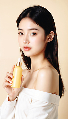 JPG 모델 편집이미지 여자 한명 미소 들기 상반신 성인 옆모습 뷰티 화장품 베이지색 앰플 의료성형뷰티 성인여자한명만 이미지편집 편집실사 IC뷰티큐레이션 오프숄더 AI인물포토 AI콘텐츠 1 뷰포인트 컬러 상의 모션 표정 사람 CG 여자한명만 성인여자만 파일형식 AI포토