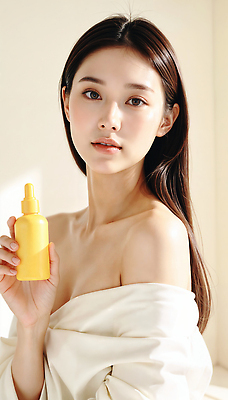 JPG 모델 편집이미지 여자 한명 미소 들기 상반신 성인 뷰티 화장품 베이지색 앰플 의료성형뷰티 성인여자한명만 이미지편집 편집실사 IC뷰티큐레이션 오프숄더 AI인물포토 AI콘텐츠 1 컬러 상의 모션 표정 사람 CG 여자한명만 성인여자만 파일형식 AI포토