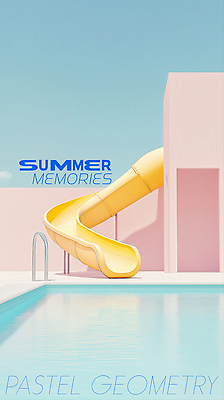 PSD 편집이미지 물결 하늘색 하늘 수영장 사람없음 여름 햇빛 3D 미끄럼틀 이미지편집 편집3D 계절 파란색 태양 놀이기구 디지털합성 파일형식