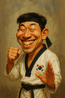 JPG 편집이미지 남자 중년 한명 웃음 상반신 갈색 주먹 머리띠 유머 태극기 역동적 태권도복 열정 태권도선수 준비자세 검은띠 중년남자한명만 편집실사 1 감정 스포츠용품 컬러 포즈 컨셉 장신구 모션 운동선수 표정 도복 사람 성인 끈 국기 CG 태권도 준비 남자한명만 중년남자만 파일형식