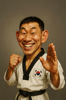 JPG 편집이미지 남자 중년 한명 미소 상반신 갈색 손들기 주먹 유머 역동적 태권도복 열정 태권도선수 준비자세 검은띠 중년남자한명만 편집실사 1 감정 스포츠용품 컬러 포즈 컨셉 모션 운동선수 표정 도복 사람 성인 끈 CG 태권도 준비 남자한명만 중년남자만 파일형식