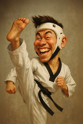 JPG 편집이미지 남자 중년 한명 웃음 갈색 주먹 유머 킥 역동적 태권도복 열정 태권도선수 검은띠 헤드기어 중년남자한명만 편집실사 1 감정 스포츠용품 컬러 컨셉 모션 운동선수 표정 도복 사람 성인 끈 보호장비 CG 태권도 남자한명만 중년남자만 파일형식