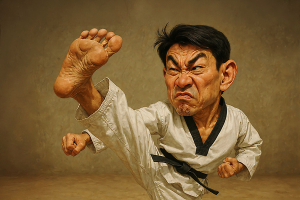 JPG 편집이미지 남자 중년 한명 갈색 주먹 펀치 유머 찡그림 킥 역동적 태권도복 열정 태권도선수 검은띠 중년남자한명만 편집실사 1 감정 스포츠용품 컬러 컨셉 모션 운동선수 표정 도복 사람 성인 끈 CG 태권도 남자한명만 중년남자만 파일형식