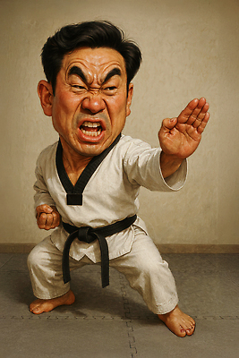 JPG 전신 편집이미지 남자 중년 한명 갈색 손들기 외침 주먹 유머 역동적 태권도복 열정 태권도선수 준비자세 검은띠 중년남자한명만 편집실사 1 감정 스포츠용품 컬러 포즈 컨셉 모션 운동선수 도복 사람 성인 소리 끈 CG 태권도 준비 남자한명만 중년남자만 파일형식