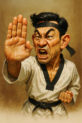 JPG 편집이미지 남자 중년 한명 상반신 갈색 손들기 주먹 머리띠 유머 역동적 태권도복 열정 태권도선수 준비자세 검은띠 중년남자한명만 편집실사 1 감정 스포츠용품 컬러 포즈 컨셉 장신구 모션 운동선수 도복 사람 성인 끈 CG 태권도 준비 남자한명만 중년남자만 파일형식